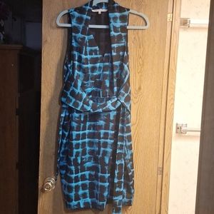 RACHEL ROY Black & Blue Belted Sleeveless Dress Pockets 8